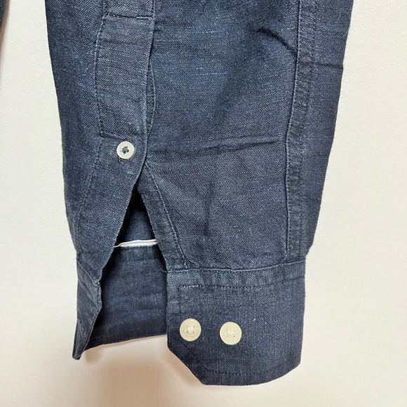 Banana Republic Navy Linen Cotton Long Sleeve Shirt M - Picture 7 of 10